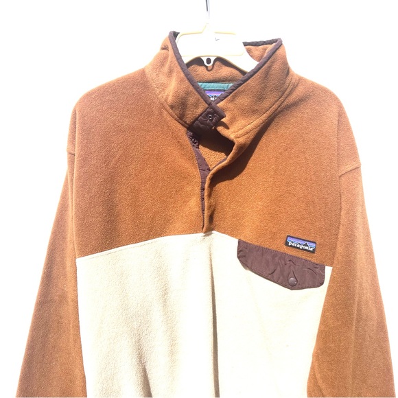 Patagonia Synchilla men’s quarter zip fleece jacket size large L brown tan - Picture 2 of 6
